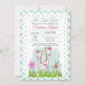 Schattig Giraffe Twin Girls Baby shower Kaart (Voorkant)