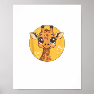 Schattig Giraffen Gezicht Grote Ogen Dierenliefheb Poster