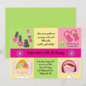 Schattig-Girl's Spa Party Birthday Invitation Kaart (Voorkant / Achterkant)