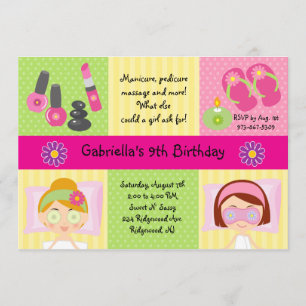 Schattig-Girl's Spa Party Birthday Invitation Kaart