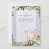 Schattig GIRLS Woodland Deer Baby shower Lila Kaart (Achterkant)