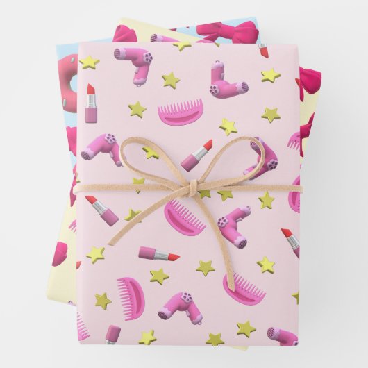 Schattig Girly Beauty Icon Pattern Scattered Star Inpakpapier Vel (In situ)