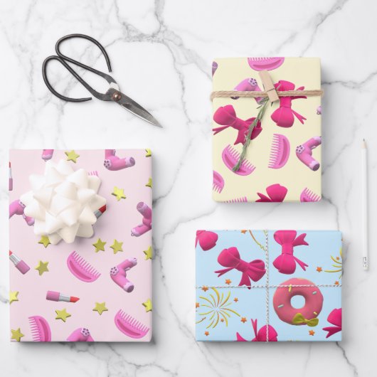 Schattig Girly Beauty Icon Pattern Scattered Star Inpakpapier Vel (Voorkant)