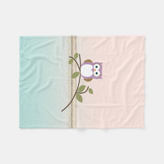 Schattig Girly Cute Owl Fleece Deken (Voorkant (Horizontaal))