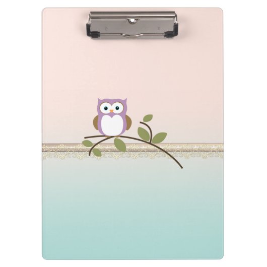 Schattig Girly Cute Owl Klembord (Voorkant)