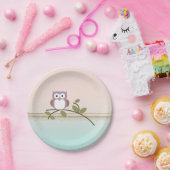 Schattig Girly Cute Owl Papieren Bordje (Feest)