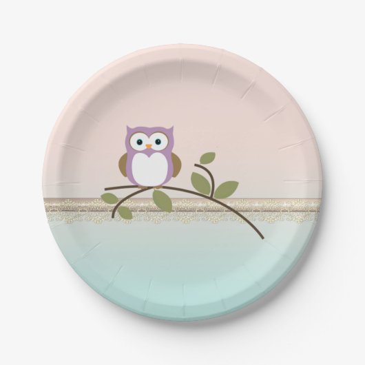 Schattig Girly Cute Owl Papieren Bordje (Voorkant)