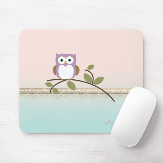 Schattig Girly Cute Owl-Personalized Muismat (Met muis)