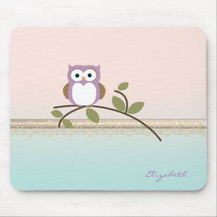 Schattig Girly Cute Owl-Personalized Muismat
