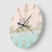 Schattig Girly Cute Owl, persoonlijk Grote Klok (Hoek)