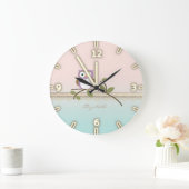 Schattig Girly Cute Owl, persoonlijk Grote Klok (Huis)