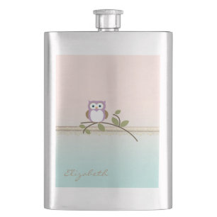 Schattig Girly Cute Owl, persoonlijk Heupfles