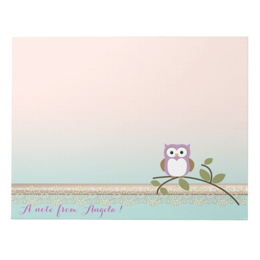 Schattig Girly Cute Owl, persoonlijk Notitieblok (Voorkant)