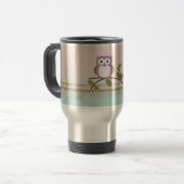 Schattig Girly Cute Owl, persoonlijk Reisbeker (Voorkant links)