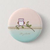 Schattig Girly Cute Owl, persoonlijk Ronde Button 5,7 Cm (Voorkant)