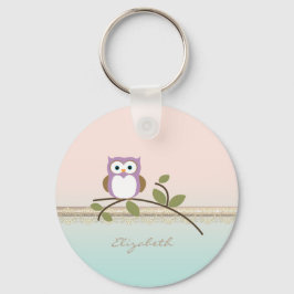 Schattig Girly Cute Owl, persoonlijk Sleutelhanger