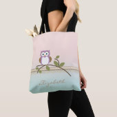 Schattig Girly Cute Owl, persoonlijk Tote Bag (Dichtbij)