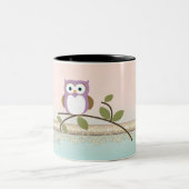 Schattig Girly Cute Owl, persoonlijk Tweekleurige Koffiemok (Center)