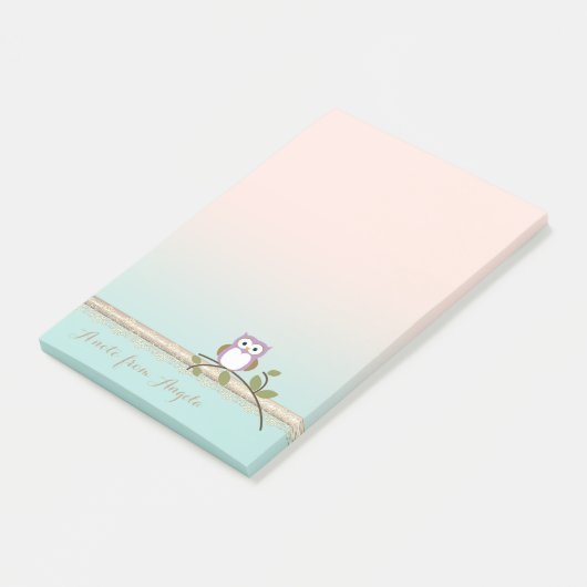 Schattig Girly Cute Owl Post-it® Notes (Schuin)