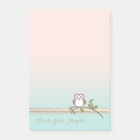 Schattig Girly Cute Owl Post-it® Notes (Voorkant)