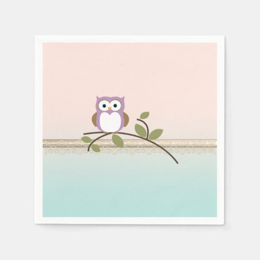 Schattig Girly Cute Owl Servetten (Voorkant)