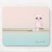 Schattig Girly Cute Pink Owl Muismat (Voorkant)