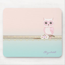 Schattig Girly Cute Pink Owl Muismat