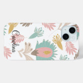 Schattig girly floral botanisch monogram patroon Case-Mate iPhone case (Achterkant (horizontaal))
