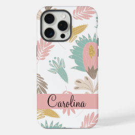 Schattig girly floral botanisch monogram patroon iPhone 15 pro max case