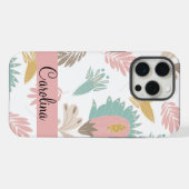 Schattig girly floral botanisch monogram patroon iPhone hoesje (Achterkant horizontaal)