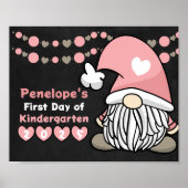 Schattig Girly Pink Gnome Eerste Dag School Chalkb Poster (Voorkant)