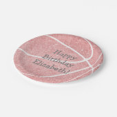 schattig girly roze basketbal verjaardagsfeestje papieren bordje (Gekanteld)