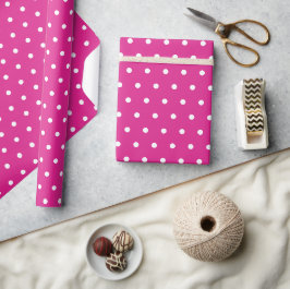 Schattig girly wit heet roze polka dots cadeaupapier