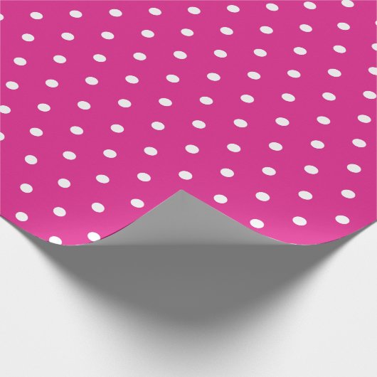 Schattig girly wit heet roze polka dots cadeaupapier (Hoek)