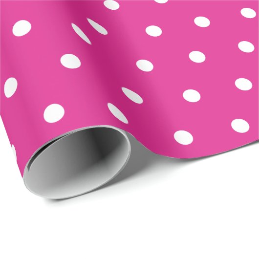 Schattig girly wit heet roze polka dots cadeaupapier (Rol Hoek)