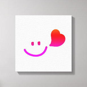 Schattig glimlachend gezicht met hart – Minimalist Canvas Afdruk