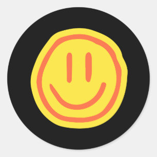 Schattig glimlachend gezicht Positief gelukkig e Ronde Sticker