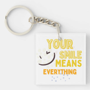 Schattig glimlachend gezicht & positieve quote dub sleutelhanger