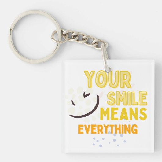Schattig glimlachend gezicht & positieve quote dub sleutelhanger (Voorkant)