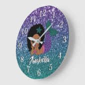 Schattig glitter Afro-Amerikaanse zeemeermin Grote Klok (Hoek)