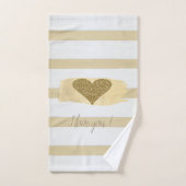 Schattig Glitter Hearts Stripes-I Love You Bad Handdoek (Handdoek)