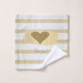 Schattig Glitter Hearts Stripes-I Love You Bad Handdoek (Wasdoekje)
