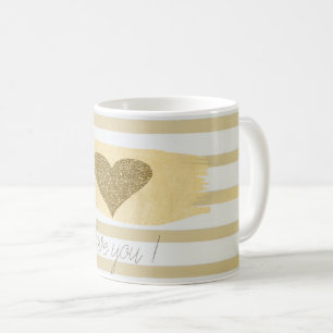 Schattig Glitter Hearts Stripes-I Love You Koffiemok