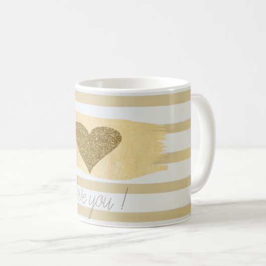 Schattig Glitter Hearts Stripes-I Love You Koffiemok (Voorkant rechts)