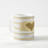 Schattig Glitter Hearts Stripes-I Love You Koffiemok (Voorkant links)