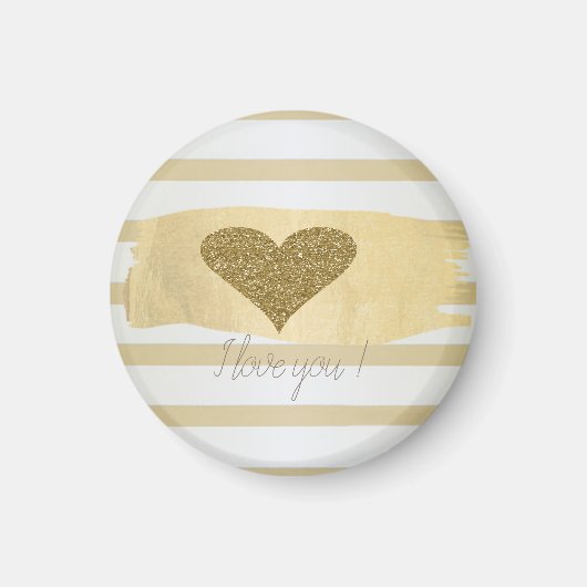 Schattig Glitter Hearts Stripes-I Love You Magneet (Voorkant)