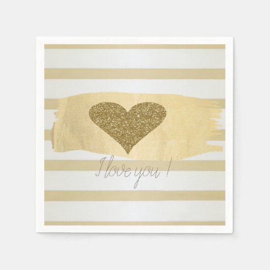 Schattig Glitter Hearts Stripes-I Love You Servet (Voorkant)