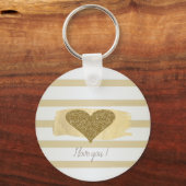 Schattig Glitter Hearts Stripes-I Love You Sleutelhanger (Voorkant)
