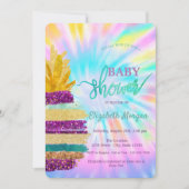Schattig Glitter Pineappel Tie Dye Baby shower Kaart (Voorkant)