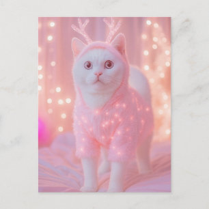 Schattig gloeiend rendier kitty winter fantasie briefkaart